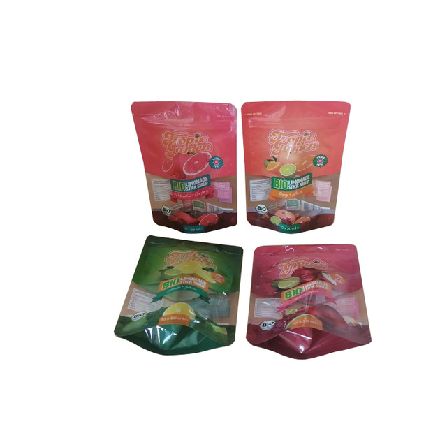 Clear front stand up pouch for honey stick sachet packaging