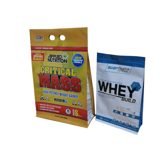 Large Flat Bottom whey protein packaging bag with ziplock