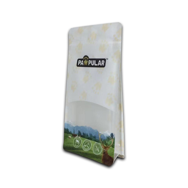 High Barrier flat bottom pet food standing pouch for famous brand 
